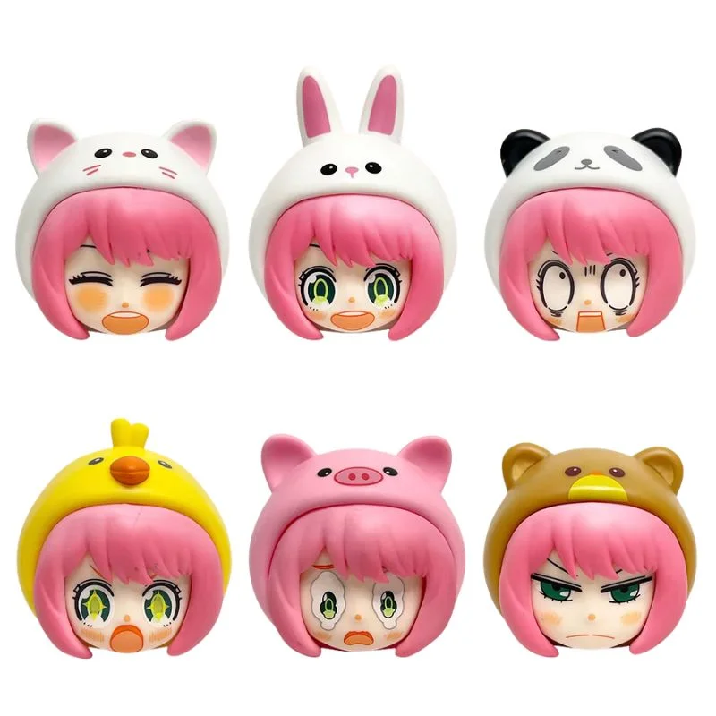 Seis figuras de Anya Forger con tocados de animales - Spy x Family