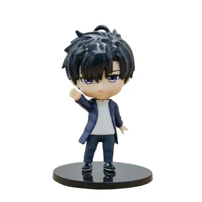 Figura chibi Sung Jin-woo de Solo Leveling con chaqueta azul
