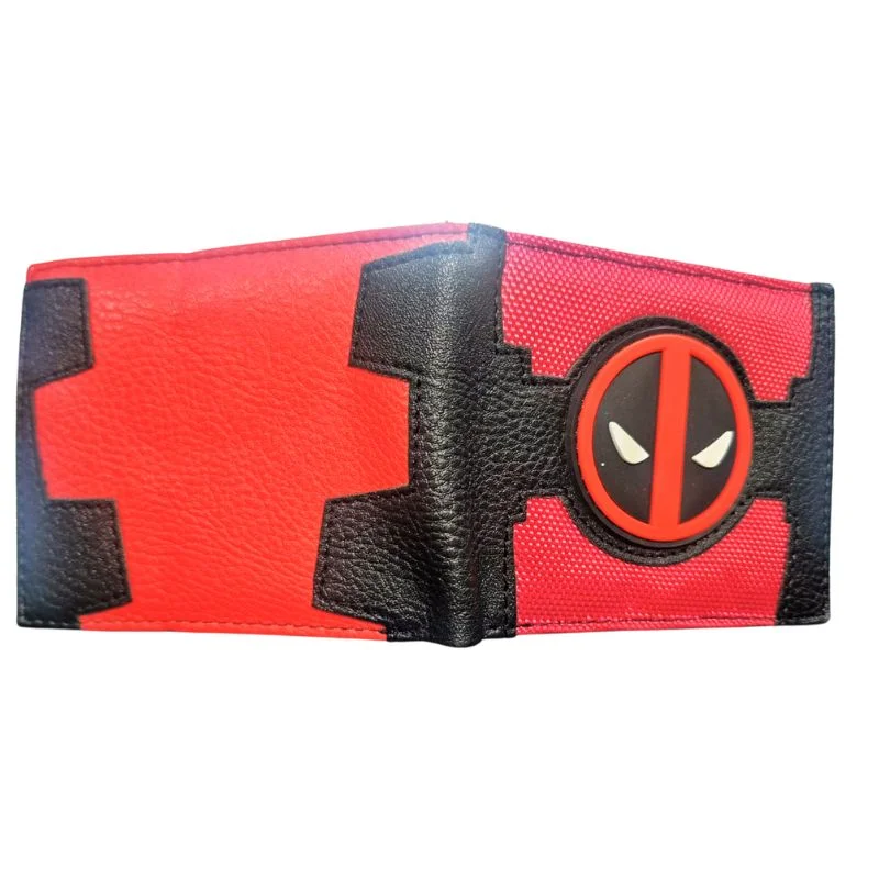 Billetera Deadpool roja y negra con logo del personaje