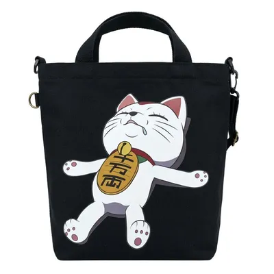 Bolso tote negro con gato de fortuna Dandadan