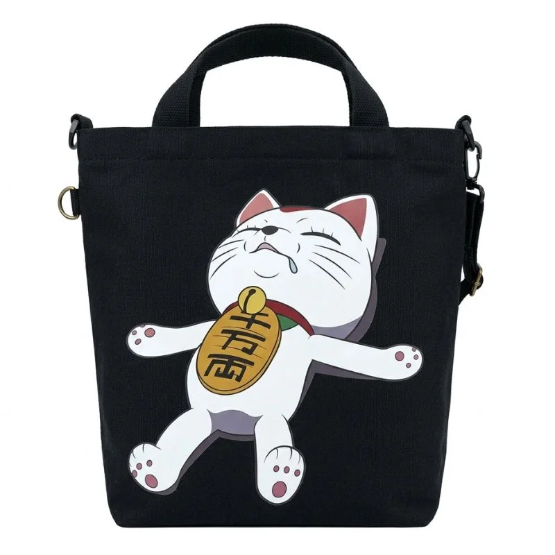 Bolso tote negro con gato de fortuna Dandadan