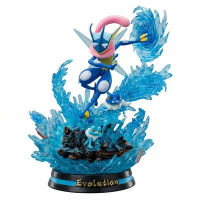 Estatuilla Lampara Evolución Greninja con base iluminada de agua — Pokémon
