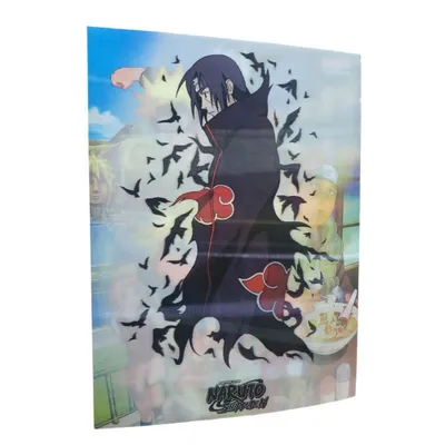 Afiche lenticular 3D Itachi Naruto con cuervos negros