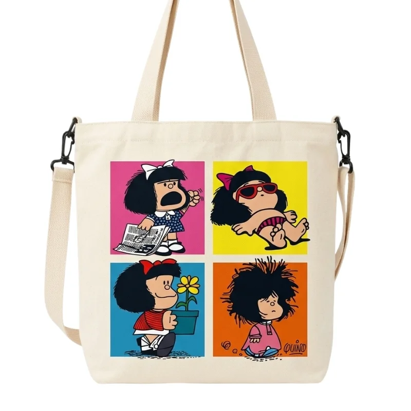 Totebag Mafalda con viñetas de colores brillantes