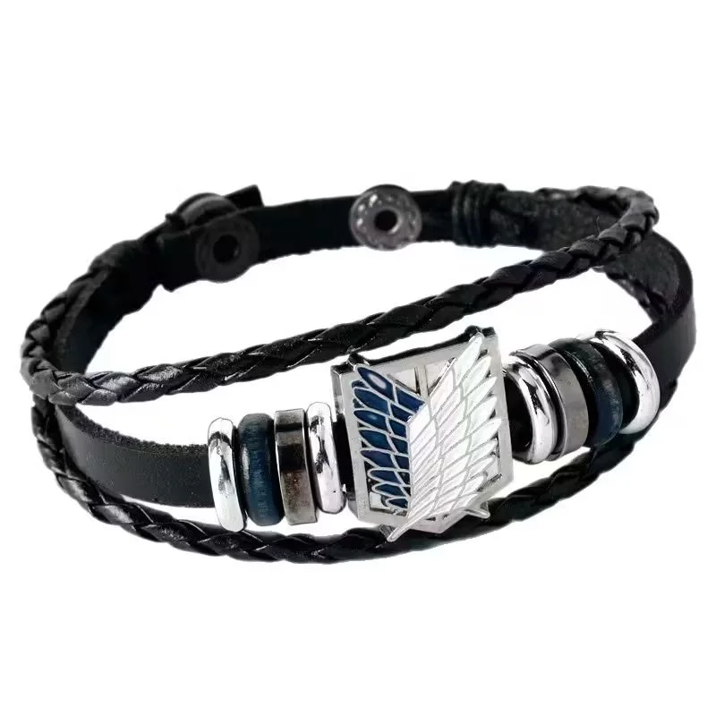 Pulsera Legión de Reconocimiento Attack on Titan cuero negro