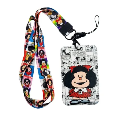 Lanyard Mafalda colorido con acreditador de viñetas