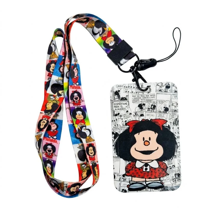 Lanyard Mafalda colorido con acreditador de viñetas