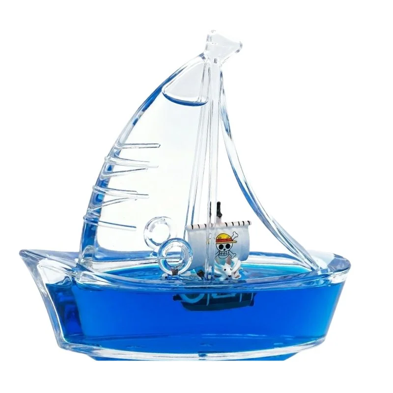 Figura decorativa barco Going Merry One Piece con base azul