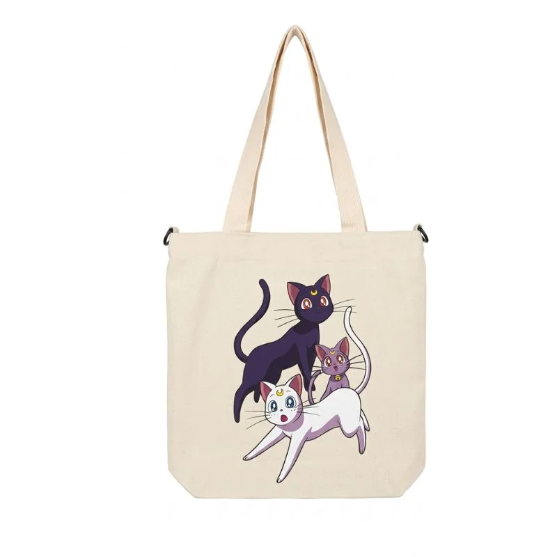 Bolsa tote beige con Luna, Artemis y Diana de Sailor Moon