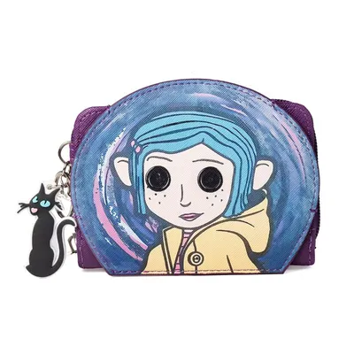 Billetera Coraline Puerta Secreta con llavero gato negro