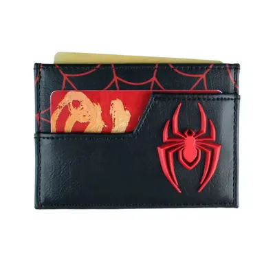 Tarjetero Spiderman Marvel negro con símbolo araña rojo