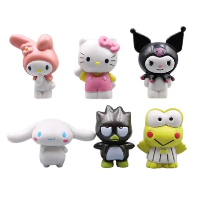 Set 6 figuras Sanrio: Hello Kitty, Kuromi, My Melody y Cinnamoroll