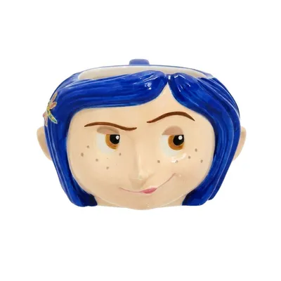 Mug 3D cabeza Coraline Jones cabello azul Coraline y la Puerta Secreta