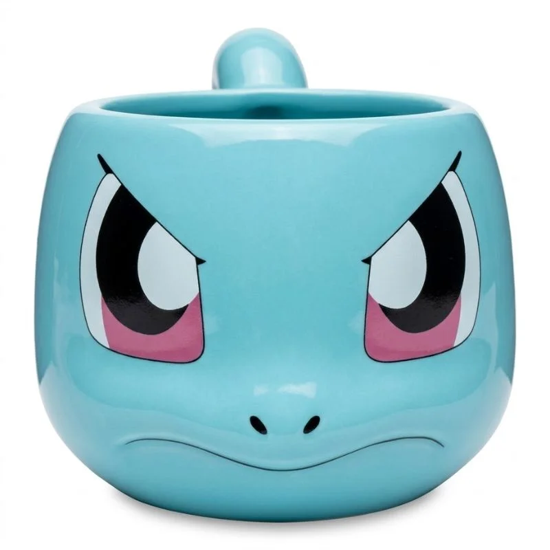 Mug 3D Squirtle Pokémon turquesa con ojos y boca en relieve