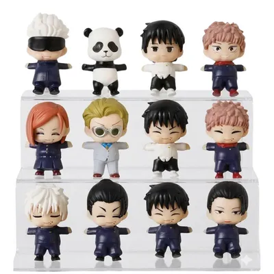 Set de 12 figuras chibi de Jujutsu Kaisen con vitrina transparente