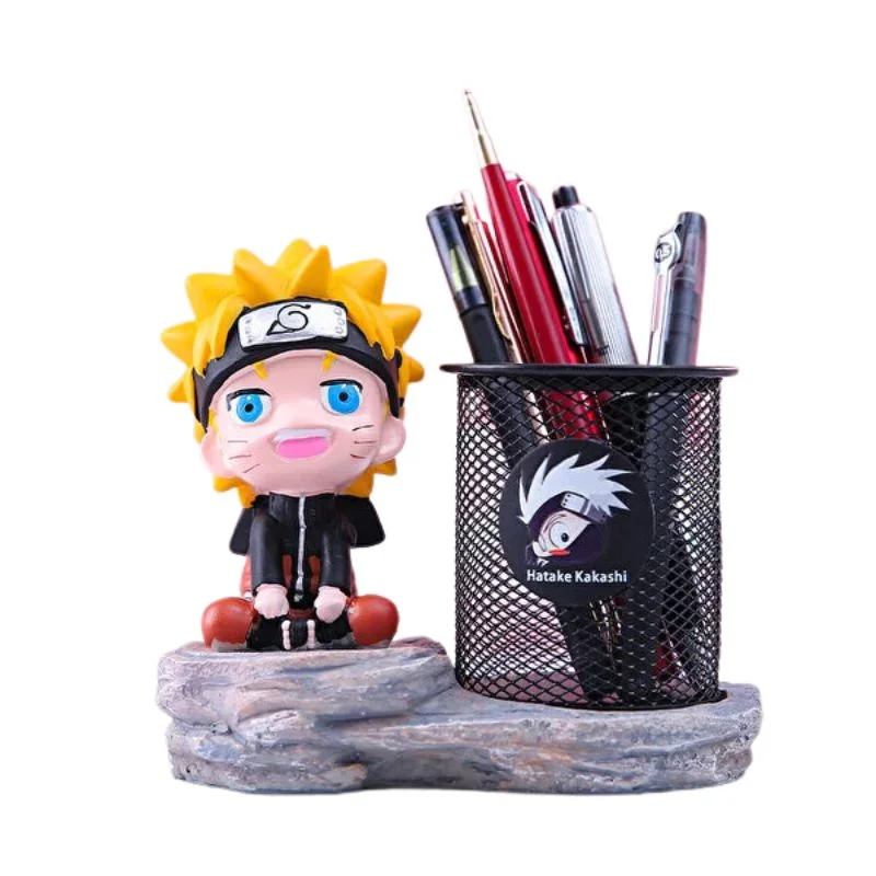 Portalápices Naruto Uzumaki con figura chibi y malla negra
