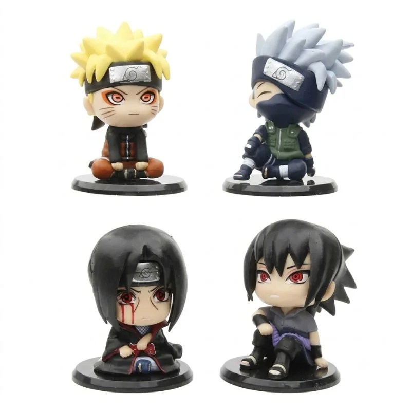 Set de 4 figuras chibi Naruto, Kakashi, Sasuke e Itachi de Naruto