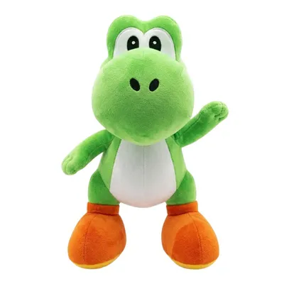 Peluche Yoshi verde con vientre blanco y patas naranjas de Super Mario Bros