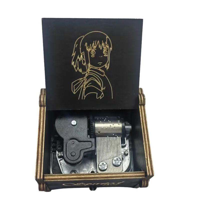 Caja musical negra con grabado dorado de Chihiro - El Viaje de Chihiro