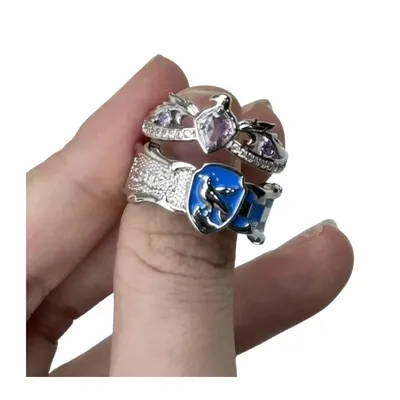 Set de 2 anillos Ravenclaw de Harry Potter en plata
