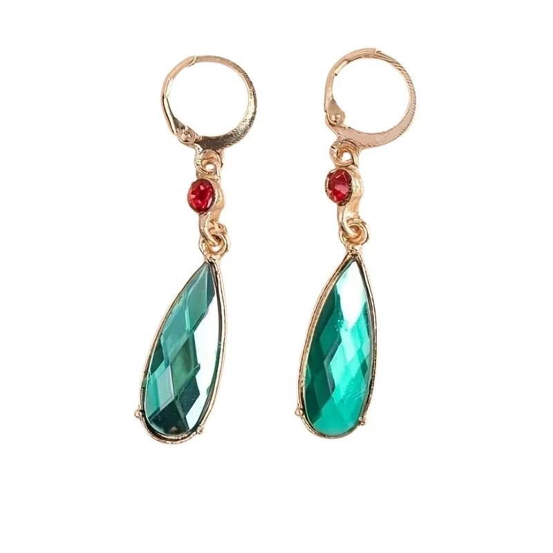 Aretes Howl verde esmeralda con cristales Studio Ghibli