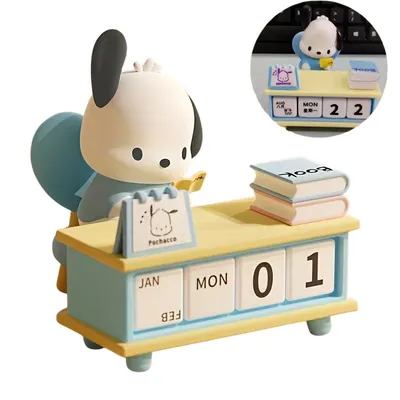 Calendario de escritorio Pochacco con figura y bloques de fecha