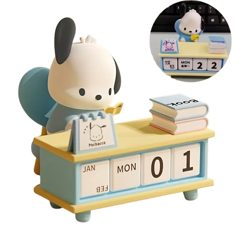 Calendario de escritorio Pochacco con figura y bloques de fecha