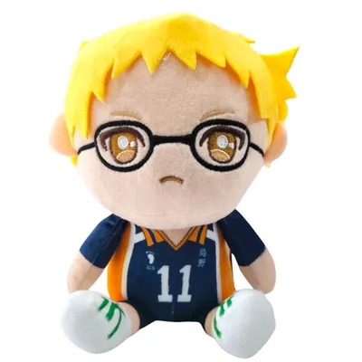 Peluche Kei Tsukishima Haikyuu con gafas y uniforme número 11