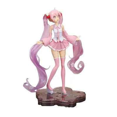 Figura Hatsune Miku Sakura con cabello rosa y uniforme escolar