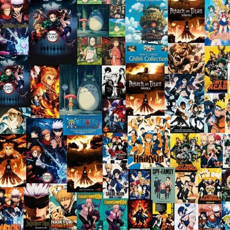 Póster surtido anime con personajes clásicos y modernos