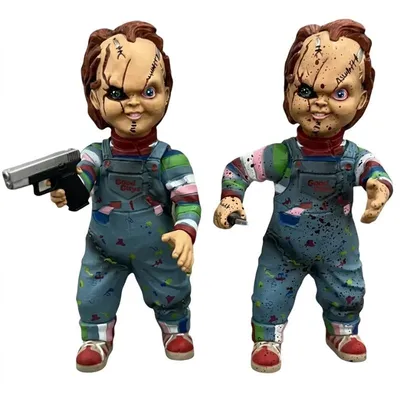 Figura Chucky versión limpia y ensangrentada de La Novia de Chucky