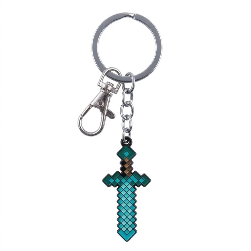 Llavero espada de diamante Minecraft en metal turquesa