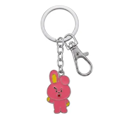 Llavero Cooky BTS metal rosa con detalles amarillos
