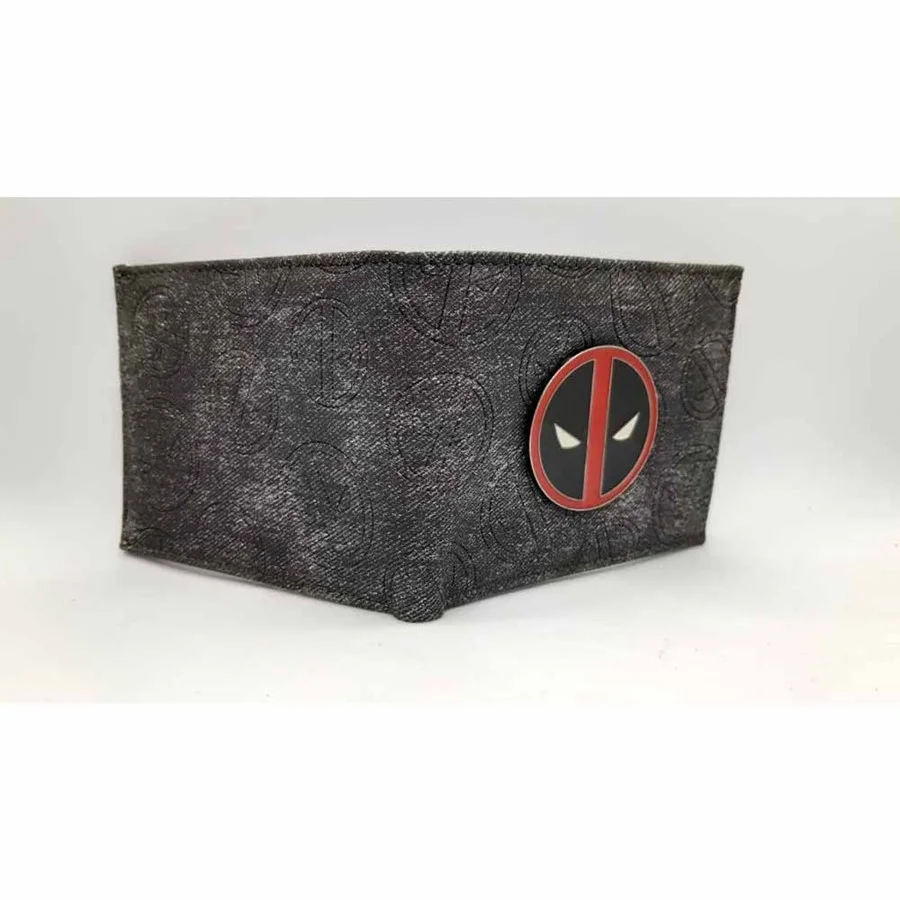 Billetera gris Deadpool Marvel con logo rojo