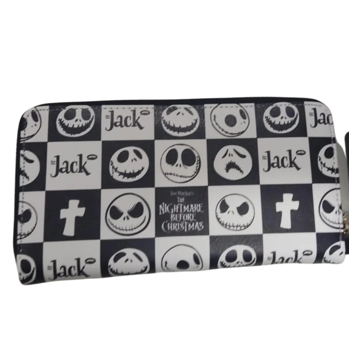 Billetera larga Jack Skellington cuadros negros y blancos