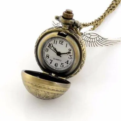 Collar reloj Snitch Dorada Harry Potter con cadena dorada