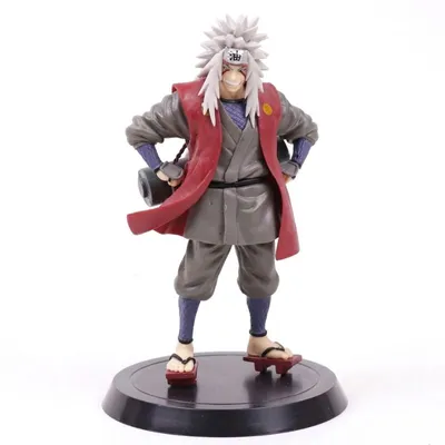 Figura Jiraiya Naruto con capa roja y cabello plateado