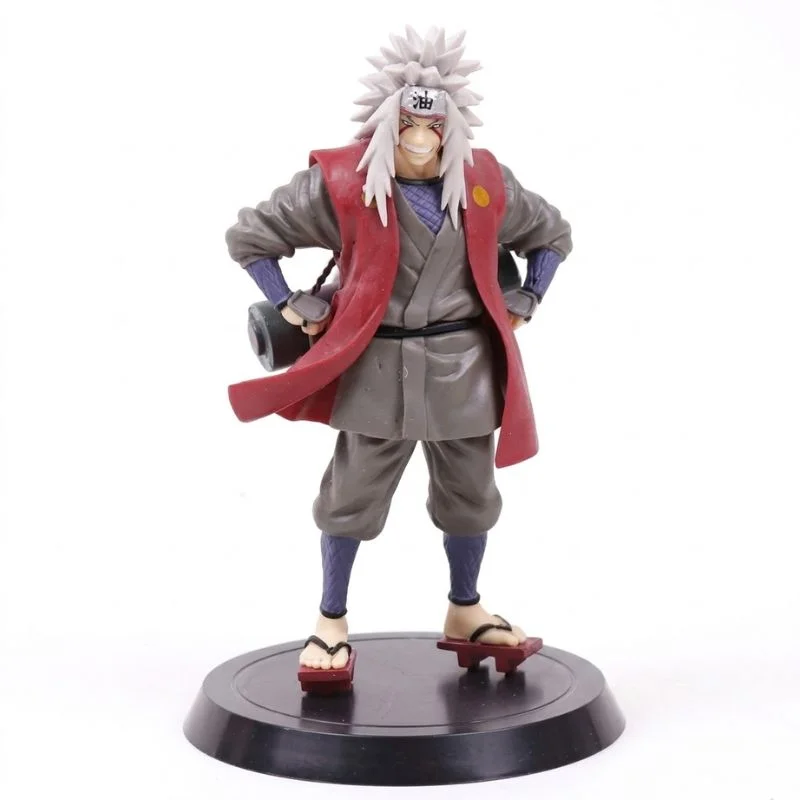 Figura Jiraiya Naruto con capa roja y cabello plateado