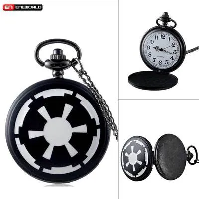 Reloj de bolsillo Imperio Star Wars con logo galáctico en negro y plateado