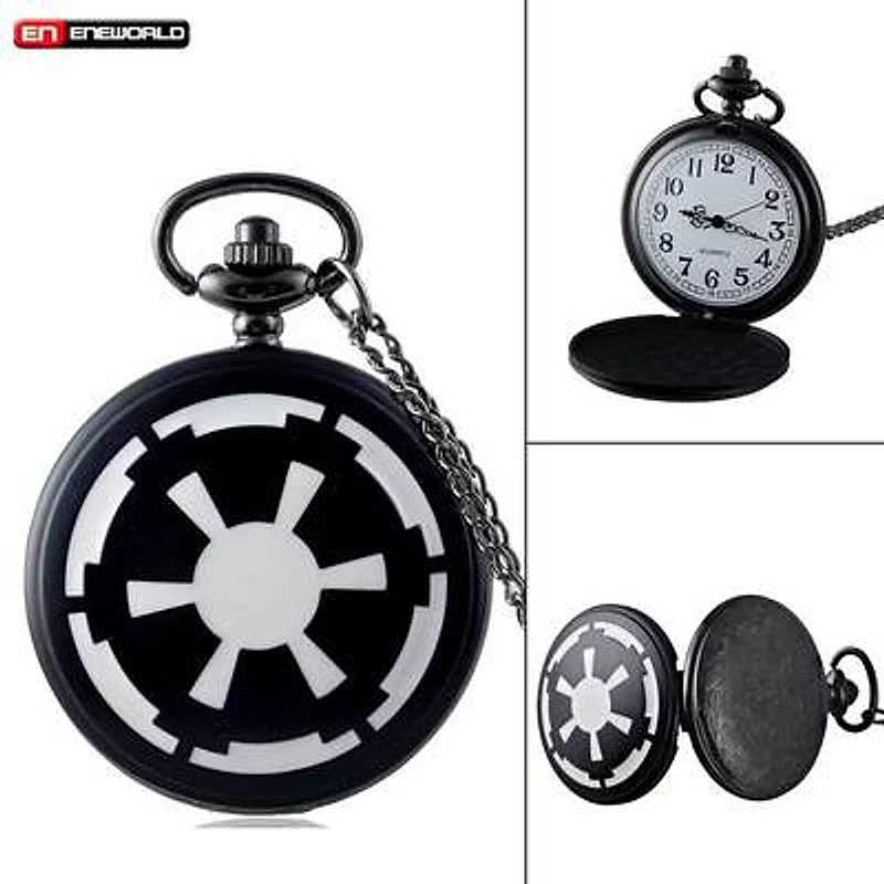 Reloj de bolsillo Imperio Star Wars con logo galáctico en negro y plateado