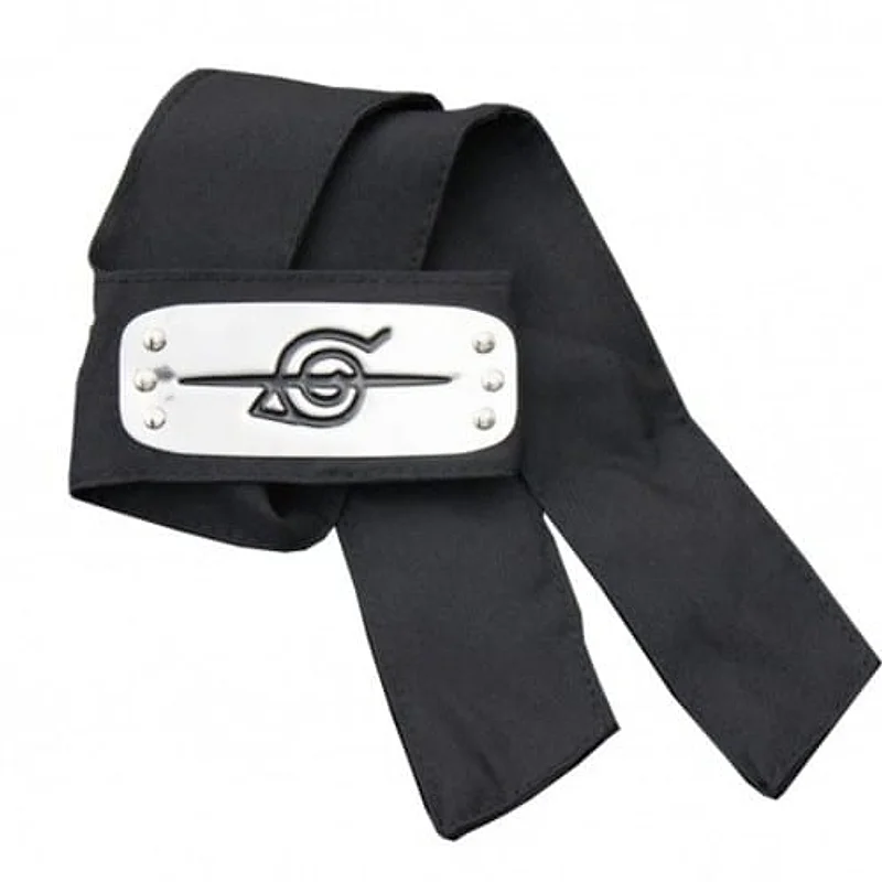Bandana negra con insignia plateada de la Aldea de la Hoja de Naruto