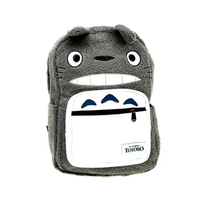 Maleta Totoro gris felpuda con bolsillo blanco, Studio Ghibli