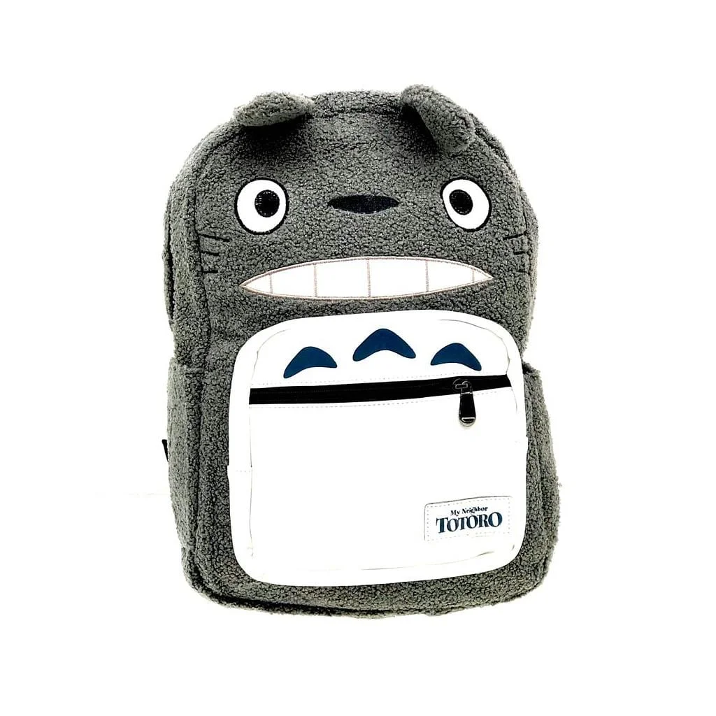 Maleta Totoro gris felpuda con bolsillo blanco, Studio Ghibli