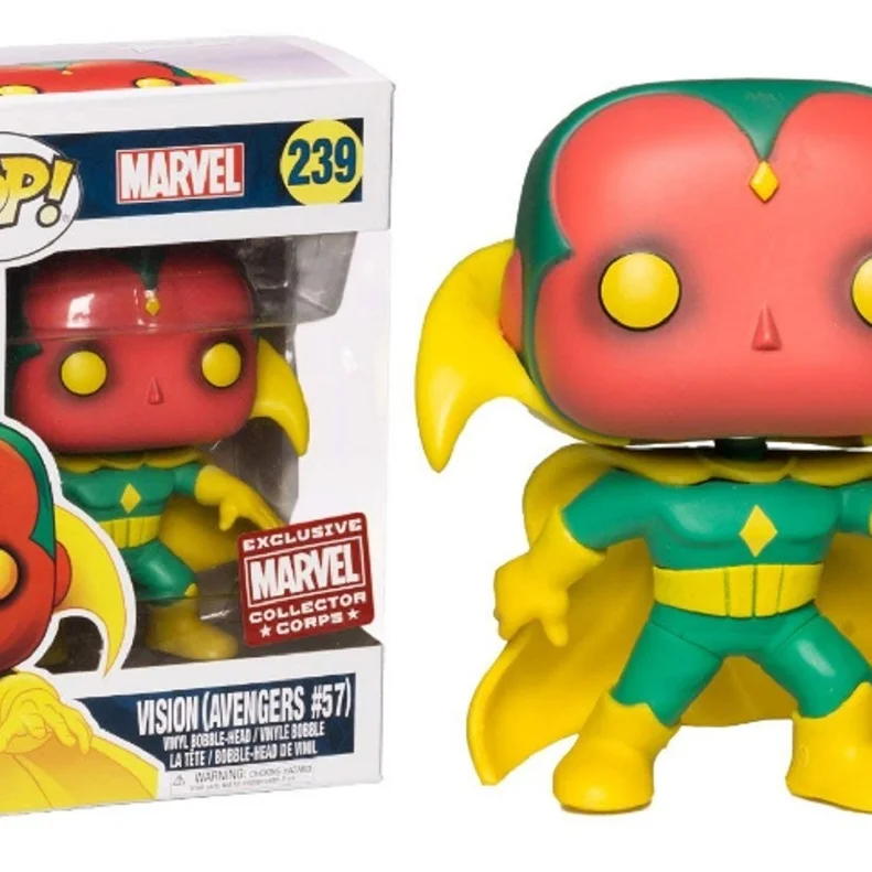 Funko Pop Vision Marvel Avengers Exclusive Collector Corps rojo amarillo verde