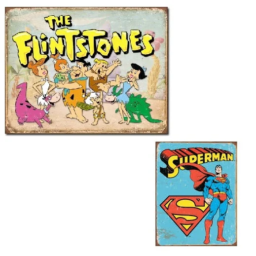Afiche Metálico The Flintstones y Superman